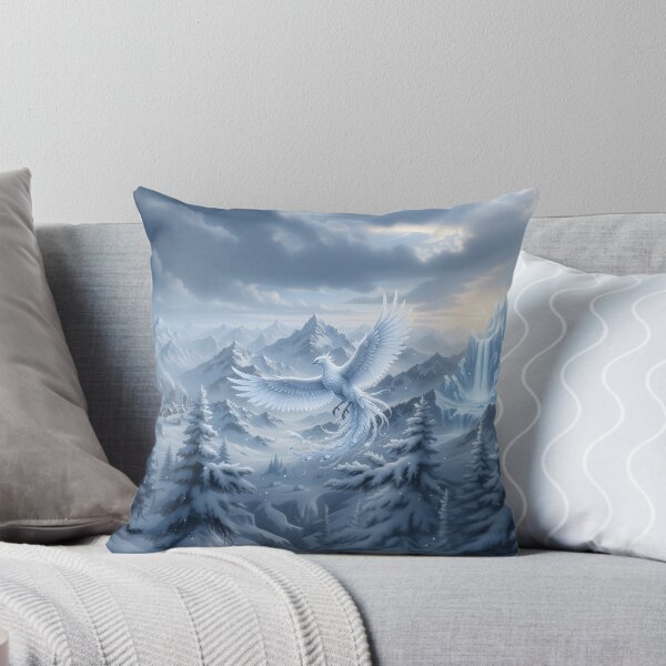 Item preview, Ice Phoenix Over Alpine Peaks, Frosted Blue Dawn designed and sold by CharmedVille.