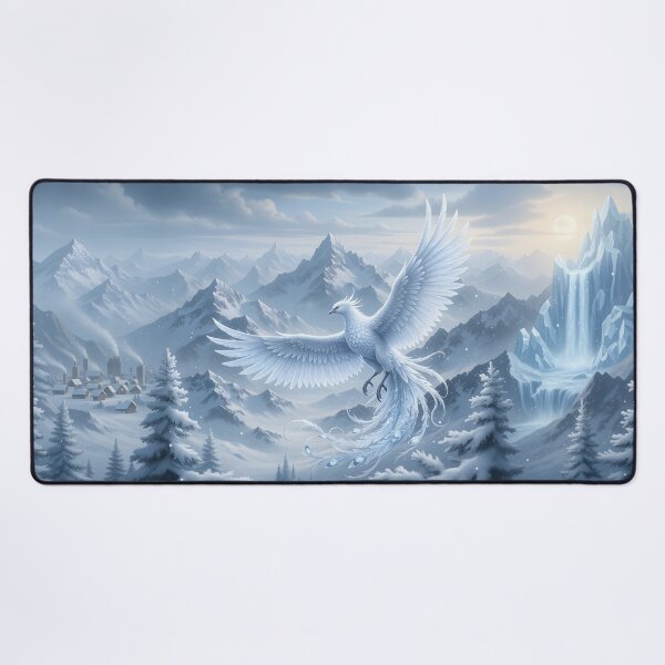 Item preview, Fénix de hielo sobre picos alpinos, amanecer azul helado designed and sold by CharmedVille.
