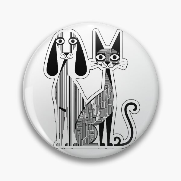 Item preview, St7cker Universe Black And White Dog And Cat Art  designed and sold by St7ckerUniverse.