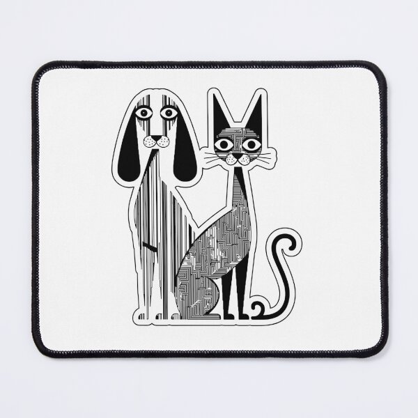 Item preview, St7cker Universe Black And White Dog And Cat Art  designed and sold by St7ckerUniverse.
