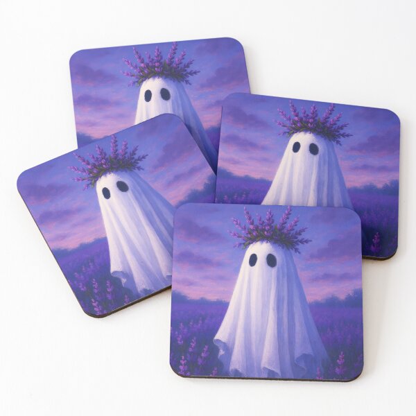 Item preview, Lavender Spirit – Ghost in Blooming Lavender Field Illustration designed and sold by EmeraldeaArt.