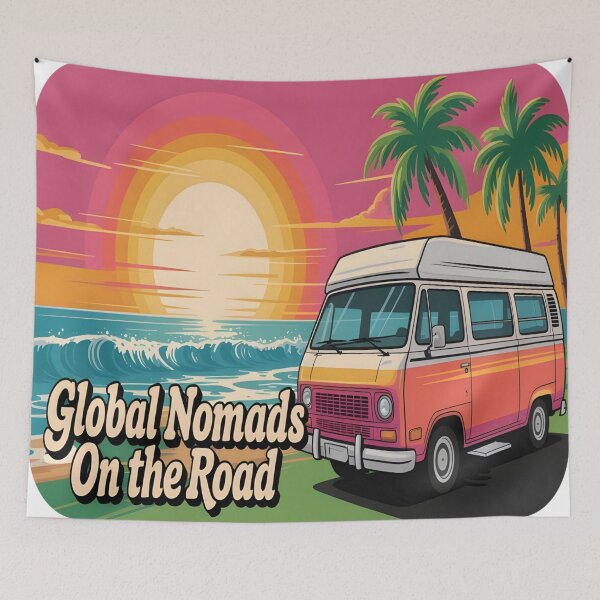 Item preview, Global Nomads on the Road – Van Life Adventure Art designed and sold by 404wearpl.