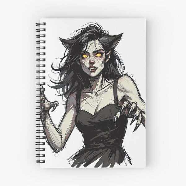 Item preview,  Werewolf girl posing hand drawn illustration designed and sold by Vintage Designs +.