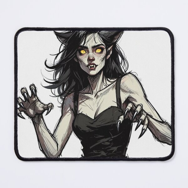 Item preview,  Werewolf girl posing hand drawn illustration designed and sold by Vintage Designs +.