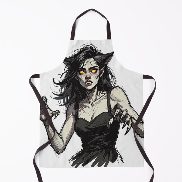 Item preview,  Werewolf girl posing hand drawn illustration designed and sold by Vintage Designs +.