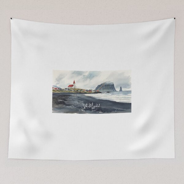 Item preview, Vík í Mýrdal coastal landscape in watercolor designed and sold by StormArte.