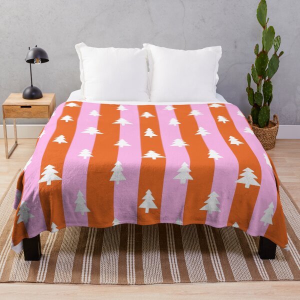 Item preview, Pink and Orange Christmas Trees Pattern Stripes designed and sold by OneThreeSix.