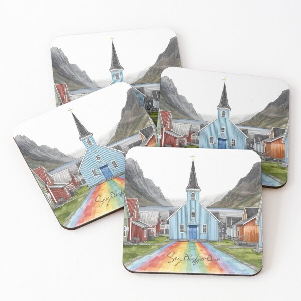 Item preview, Colorful streets of Seyðisfjörður in watercolor designed and sold by StormArte.