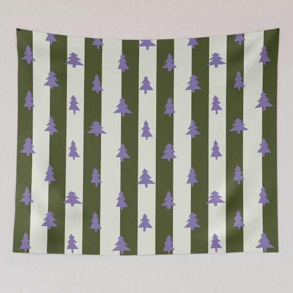 Item preview, Olive Green and Purple Christmas Trees Pattern Stripy designed and sold by OneThreeSix.