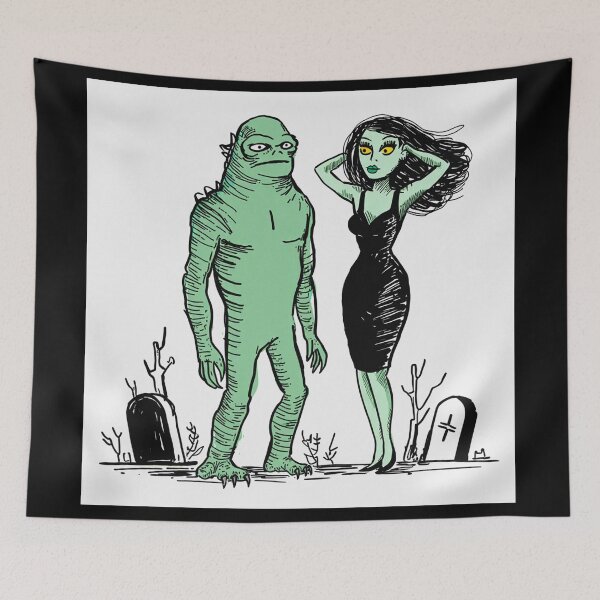 Item preview,  The creature from the black lagoon and his bride illustration designed and sold by Vintage Designs +.