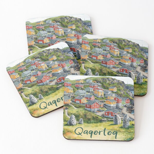 Item preview, Colorful watercolor paintings of Qaqortoq's waterfront houses designed and sold by StormArte.