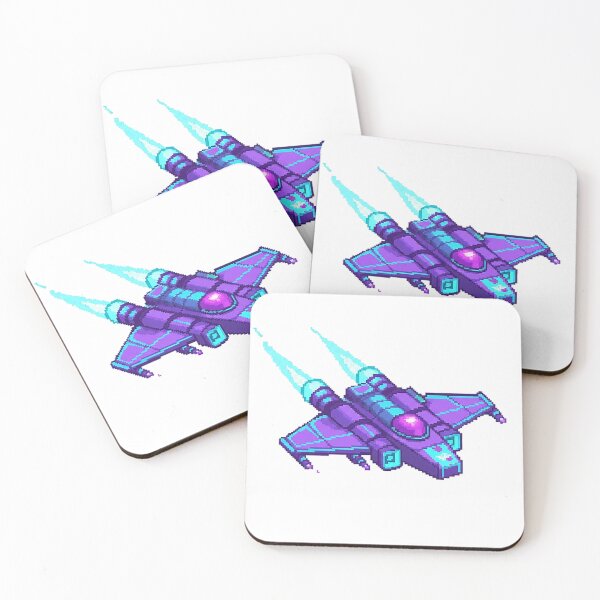 Item preview, Neon Purple Pixel Spaceship – 8-Bit Space Adventure Design designed and sold by ARGO-AA.