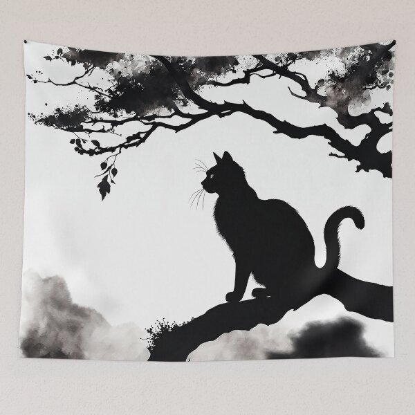 Item preview, Vintage Cat Art: Black Cat Watercolor Painting | Noir Cat Art | Gothic Art | Cat Art | Cat Watercolor Painting designed and sold by UnhingedBird.