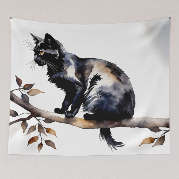 Item preview, Vintage Cat Art: Black Cat Watercolor Painting | Animal Art | Gothic Art | Cat Art | Cat Watercolor Painting designed and sold by UnhingedBird.
