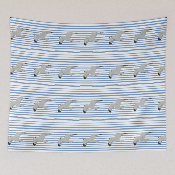Item preview, White Seabird on Blue Line Art designed and sold by SugarCore.