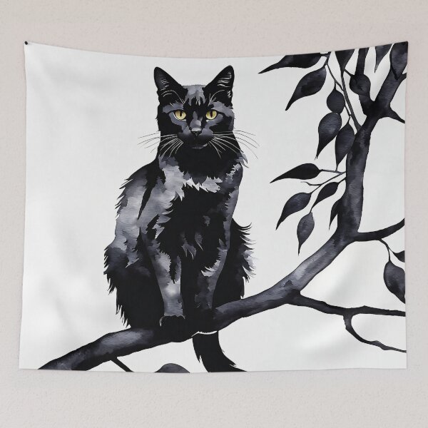 Item preview, Vintage Cat Art: Black Cat Watercolor Painting | Animal Art | Gothic Art | Cat Art | Cat Watercolor Painting designed and sold by UnhingedBird.