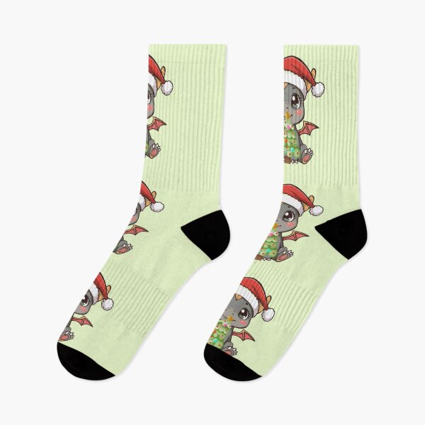 Item preview, Cute Kawaii Dragon Playing with Christmas Tree | Adorable Chibi Holiday Art designed and sold by Moon's Arts.