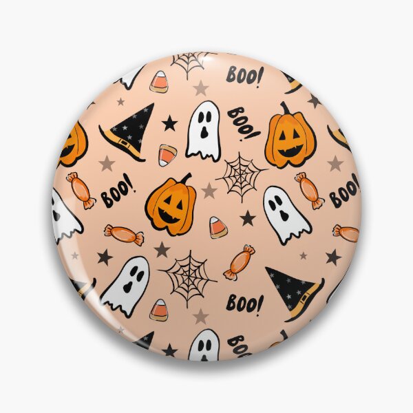 Item preview, Hand Drawn Cute Spooky Halloween Pattern – Pumpkins, Ghosts, Candy & Witch Hats Seamless Design designed and sold by emmacrayon.