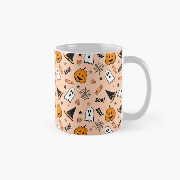 Item preview, Hand Drawn Cute Spooky Halloween Pattern – Pumpkins, Ghosts, Candy & Witch Hats Seamless Design designed and sold by emmacrayon.