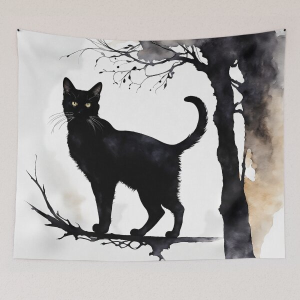Item preview, Vintage Cat Art: Black Cat Watercolor Painting | Noir Cat Art | Gothic Art | Cat Art | Cat Watercolor Painting designed and sold by UnhingedBird.