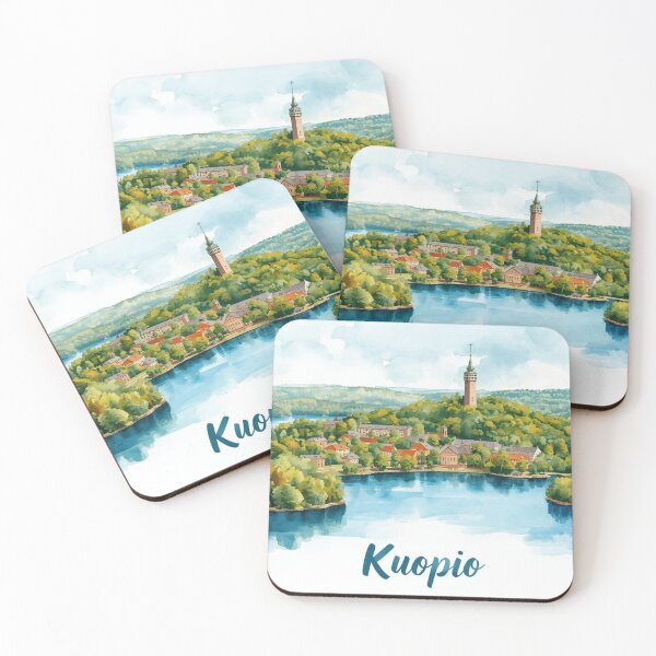 Item preview, Kuopio landscape with lakes and forest in watercolor designed and sold by StormArte.