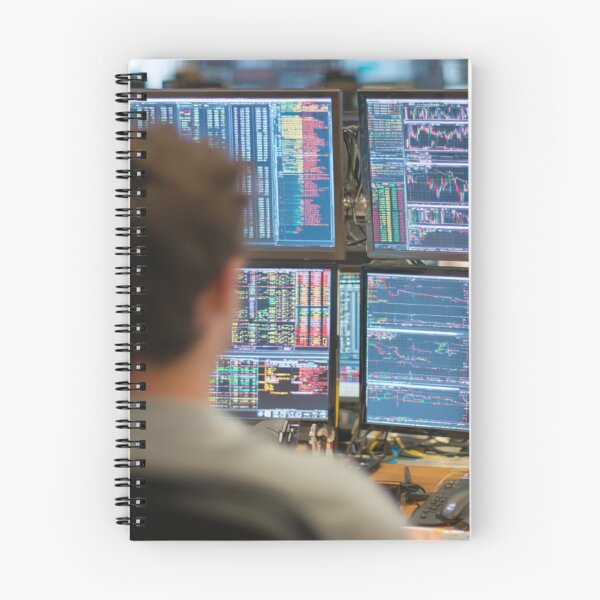 Item preview, Stock Trader at Work – Multi-Screen Trading Desk with Market Charts designed and sold by mliotard.