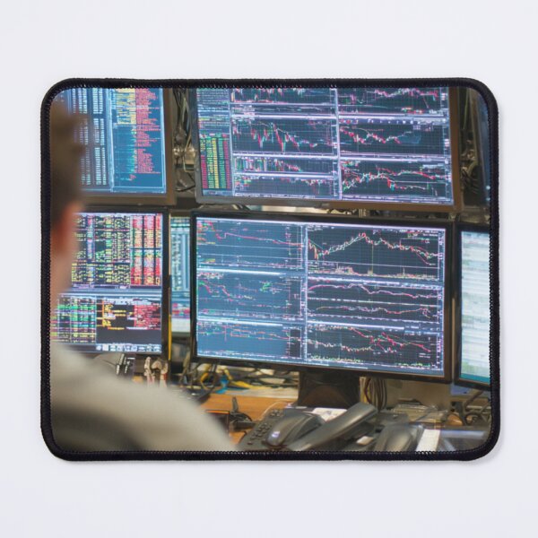 Item preview, Stock Trader at Work – Multi-Screen Trading Desk with Market Charts designed and sold by mliotard.