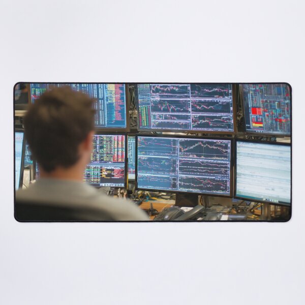 Item preview, Stock Trader at Work – Multi-Screen Trading Desk with Market Charts designed and sold by mliotard.