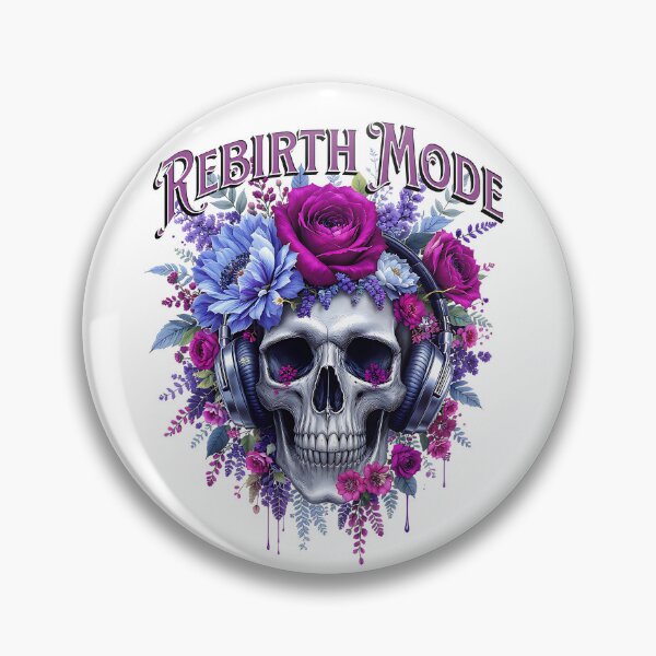 Item preview, Floral Skull –Gothic Aesthetic with Blue and Purple Flowers rebirth mode on  designed and sold by Saaeba.