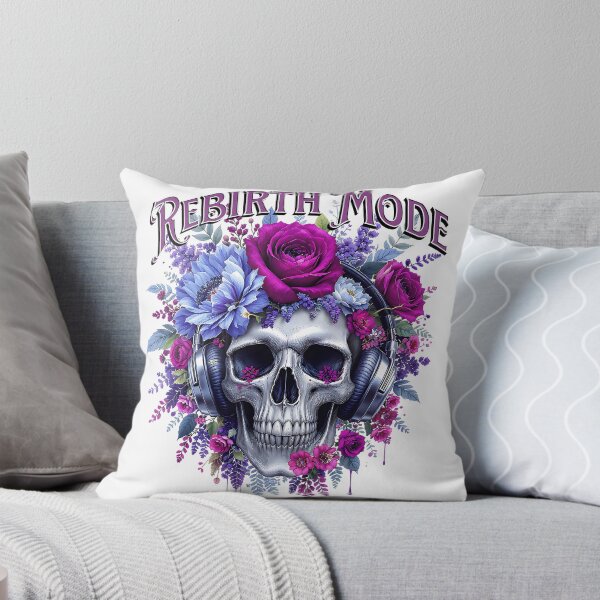 Item preview, Floral Skull –Gothic Aesthetic with Blue and Purple Flowers rebirth mode on  designed and sold by Saaeba.