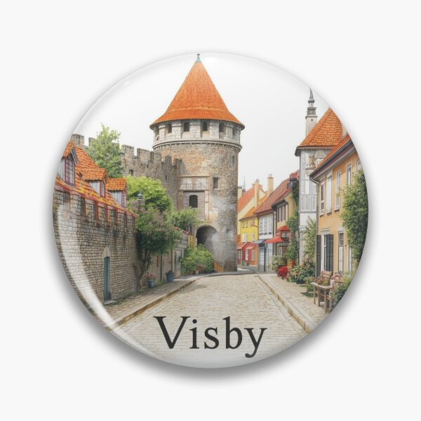 Item preview, Medieval streets of Visby with walls in watercolor designed and sold by StormArte.