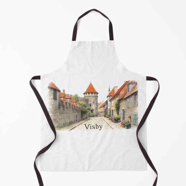 Item preview, Medieval streets of Visby with walls in watercolor designed and sold by StormArte.