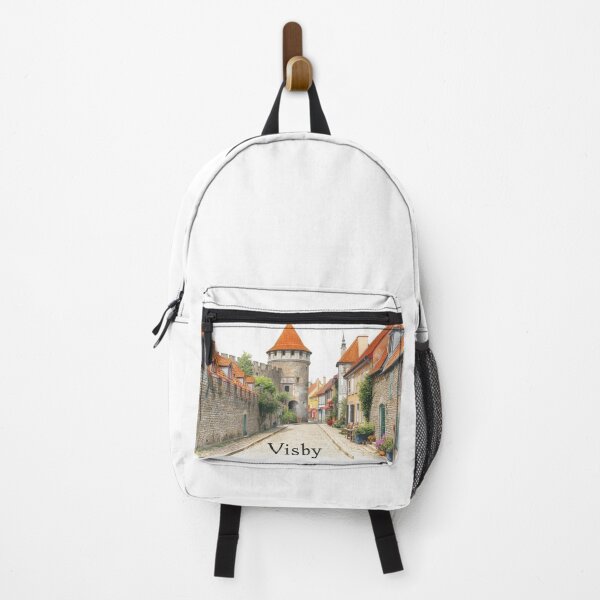 Item preview, Medieval streets of Visby with walls in watercolor designed and sold by StormArte.
