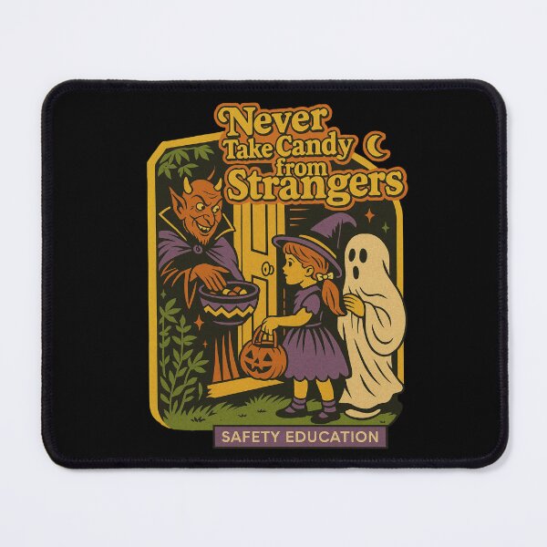 Item preview, Never Take Candy From Strangers – Retro Halloween Safety Poster designed and sold by getpressedshirt.