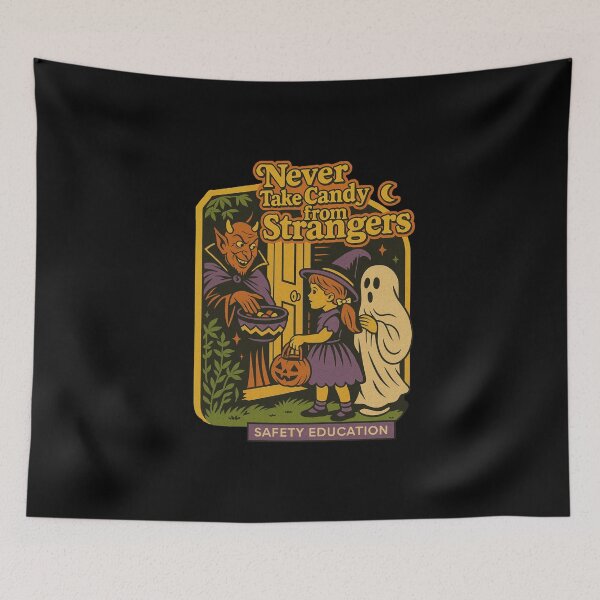 Item preview, Never Take Candy From Strangers – Retro Halloween Safety Poster designed and sold by getpressedshirt.