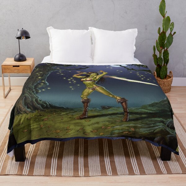 Item preview,  green skinned Orc Warrior woman with sword fantasy art illustration designed and sold by Vintage Designs +.