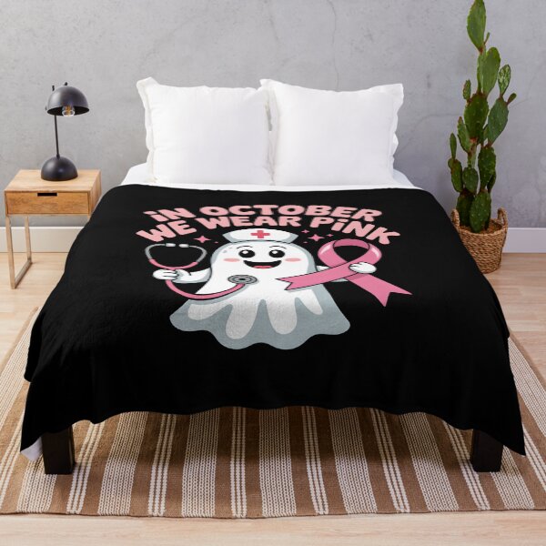 Item preview, in October We Wear Pink Nurse Ghost Halloween 2025 - Perfect Design for Nurses and Breast Cancer Awareness Supporters. designed and sold by ZyziowskyArt.