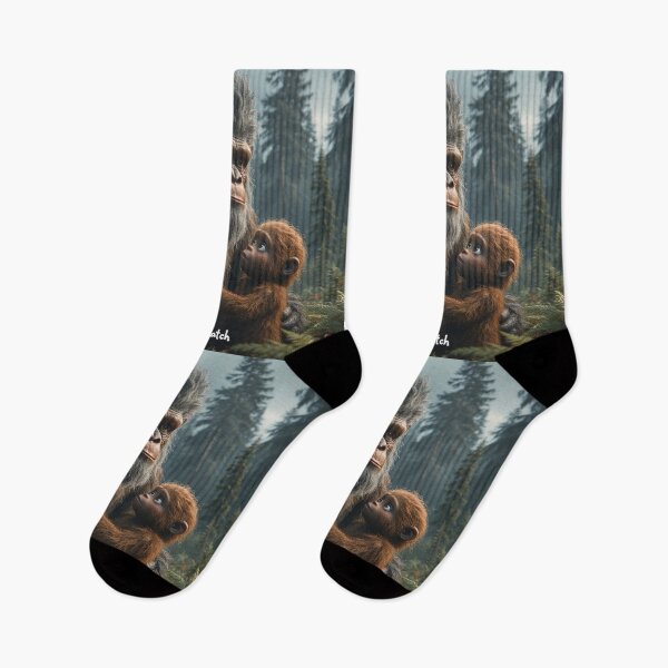Item preview, Lil' Squatch’s Cozy Hug - Whimsical Forest Family Print for Nature’s Huggers designed and sold by Eden Underground Radio (Official Merch).