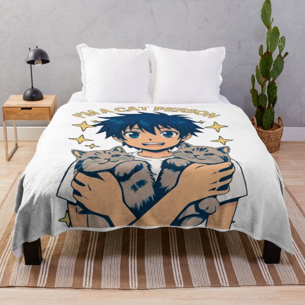 Item preview, I'M A CAT PERSON - Cute Anime Boy with Grey Kittens - Cat Lover Design designed and sold by EchoPrint Co..