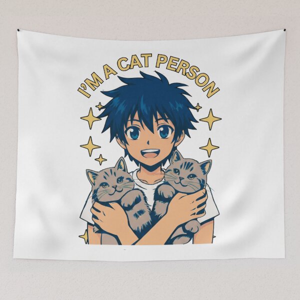 Item preview, I'M A CAT PERSON - Cute Anime Boy with Grey Kittens - Cat Lover Design designed and sold by EchoPrint Co..