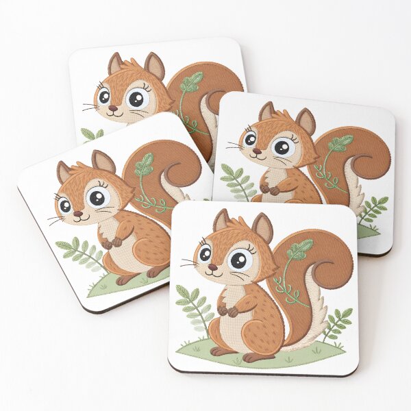 Item preview, Adorable cartoon squirrel illustration with leafy tail, perfect for children's books and nature-themed designs, a charming addition to your creative project designed and sold by mobiza1000.