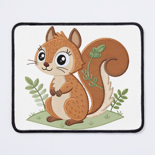 Item preview, Adorable cartoon squirrel illustration with leafy tail, perfect for children's books and nature-themed designs, a charming addition to your creative project designed and sold by mobiza1000.