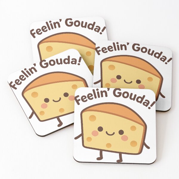 Item preview, Feelin’ Gouda – Cute Kawaii Cheese Slice Pun Design designed and sold by Pokah79.