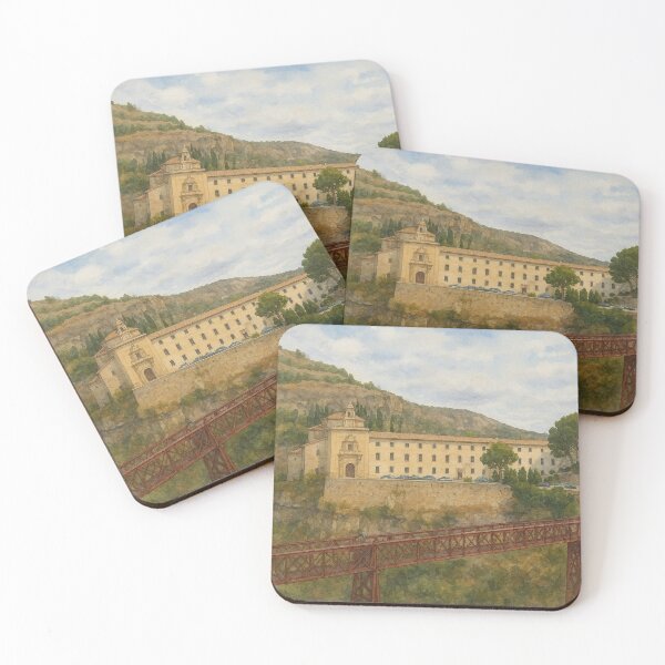 Item preview, Watercolor painting of the San Pablo Bridge and the Parador de Cuenca | Landscape of Cuenca, Spain designed and sold by Miradas del Mundo.