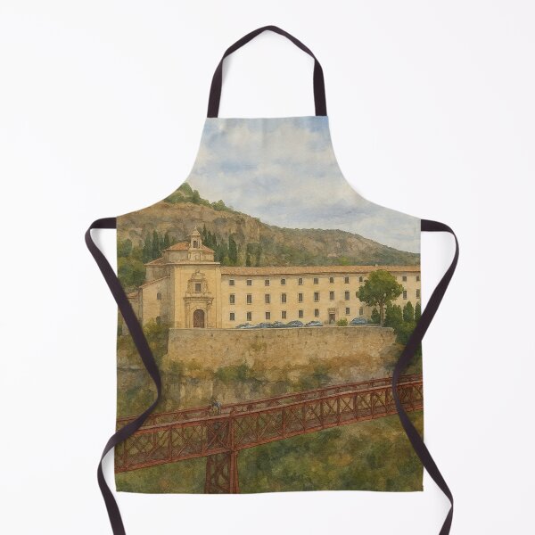 Item preview, Watercolor painting of the San Pablo Bridge and the Parador de Cuenca | Landscape of Cuenca, Spain designed and sold by Miradas del Mundo.