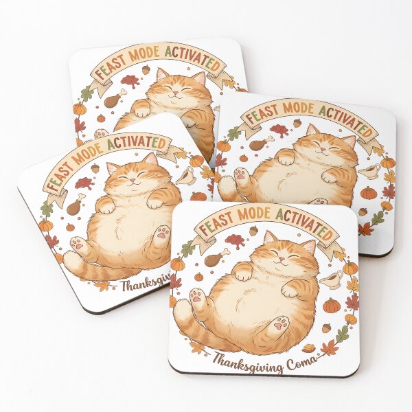 Item preview, Feast Mode Activated Thanksgiving Cat Full Belly designed and sold by GizmoDesign.