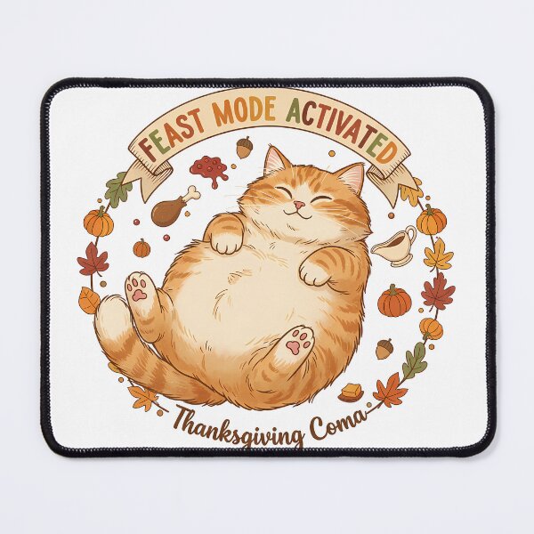 Item preview, Feast Mode Activated Thanksgiving Cat Full Belly designed and sold by GizmoDesign.