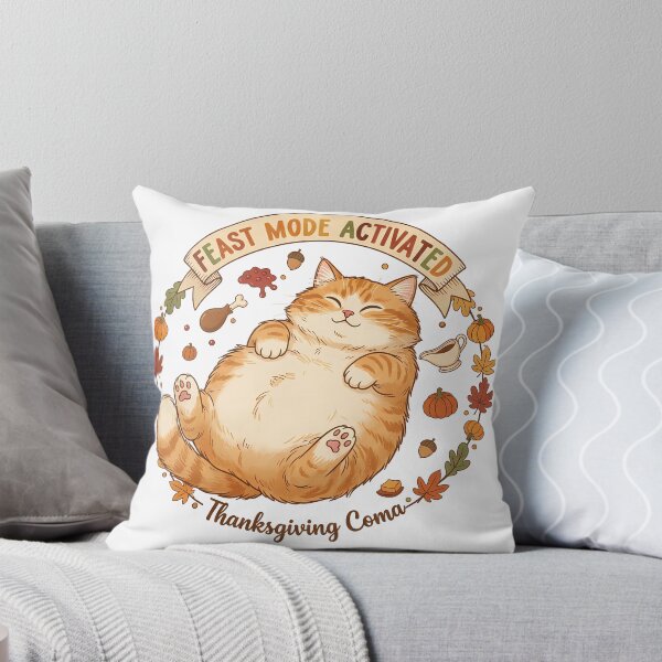 Item preview, Feast Mode Activated Thanksgiving Cat Full Belly designed and sold by GizmoDesign.