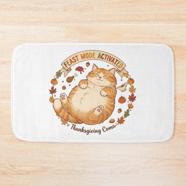 Item preview, Feast Mode Activated Thanksgiving Cat Full Belly designed and sold by GizmoDesign.