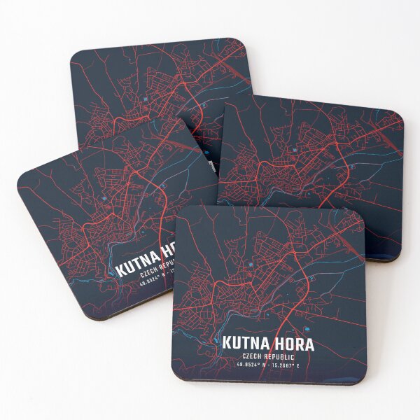 Item preview, Kutna Hora Red & Blue Minimalist Map designed and sold by HomeLivingCo.